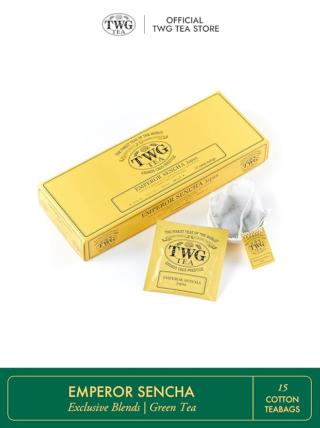 TWG Tea | Emperor Sencha | Green Tea | Japanese Tea | 15 Hand Sewn Cotton Teabags | Gift Set