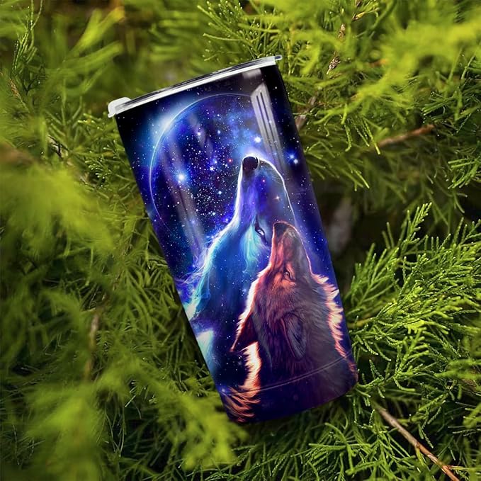 winorax Wolf Tumbler Wolves Gifts For Women Men Wolf Cup 20oz Stainless Steel Insulated Coffee Travel Mug Cup Tumblers Equestrian Gifts For Birthday Christmas