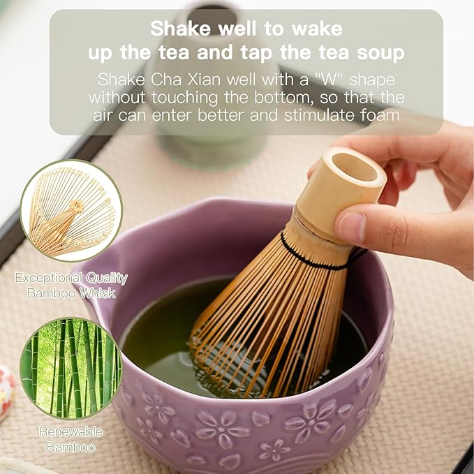 Matcha Whisk Set, 8 Pcs Matcha Set Includes Matcha Bowl, Matcha Whisk And Holder, Sifter, Bamboo Blender, Scoop, Scoop Rest And Tea Towel, Christmas Gifts For Tea Ceremony Lovers (pink)