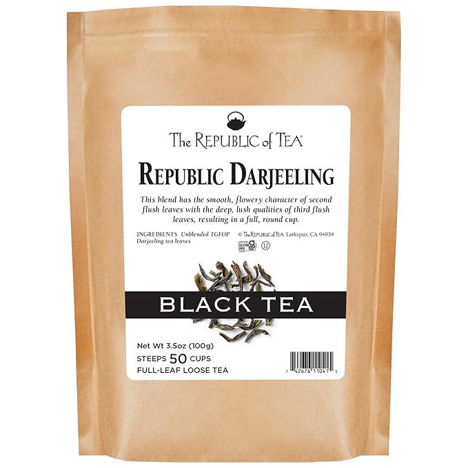 The Republic of Tea Black Full-Leaf Loose Tea (Republic Darjeeling Black, 3.5 oz Refill Bag)