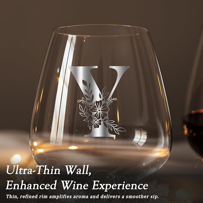 Initial Crystal Wine Glass for Women Bridesmaids Proposal Gifts for Wedding Stuffers Day Box Fillers Bachelorette Party Accessories Essentials Guest Favors Personalized Custom 4 6 8 10 3 5,Y