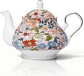 33.8 oz Porcelain Tea Pot Luxury Gold Trim Floral Ceramic Teapot Waterpot Tea Maker for Blooming Loose Leaf Tea Coffee Milk Chrismas Women Gift Housewarming Home Kitchen Décor (Vintage Pink)