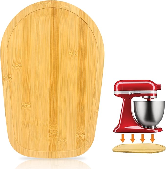 Mixer Slider Compatible with 3.5 QT Kitchen Aid Stand Mixers, Kitchen Countertop Storage Mover Sliding Caddy Mixer Slider Mat for Kitchen Aid Stand Mixer Accessories Attachment (Bamboo - Natura)