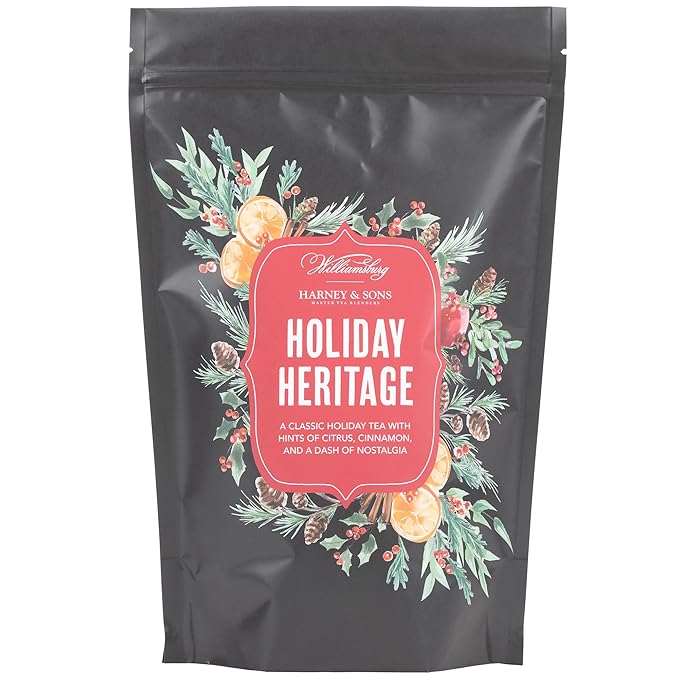 Harney & Sons Holiday Heritage Colonial Williamsburg Blend | Black Tea with Warm Apple, Cinnamon, and Orange Peel, 16 oz loose tea