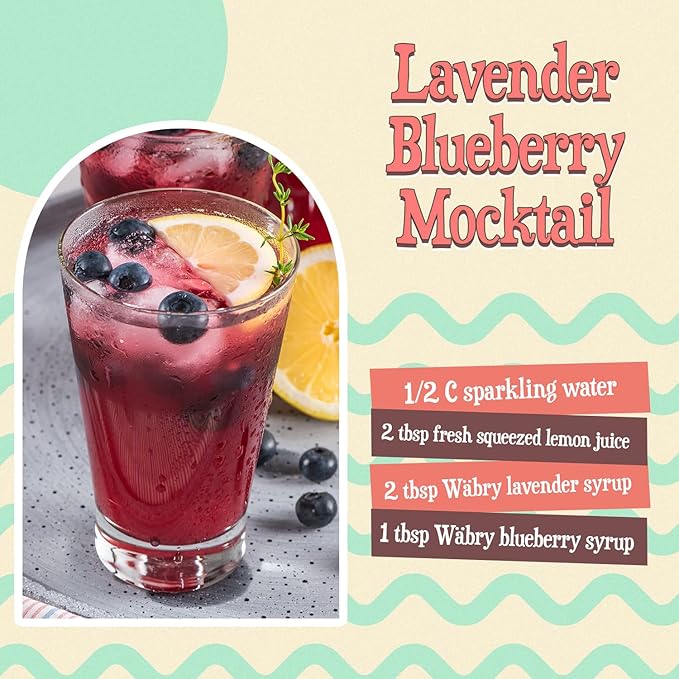 Wäbry Lavender Syrup – 16.4oz (468g), Natural Coffee Syrup, Organic Snow Cone Syrup for Drizzling in Shaved Ice, Lattes, Tea & Soda, Non-GMO, Dye-Free & Vegan Syrups – 12 Servings Per Bottle