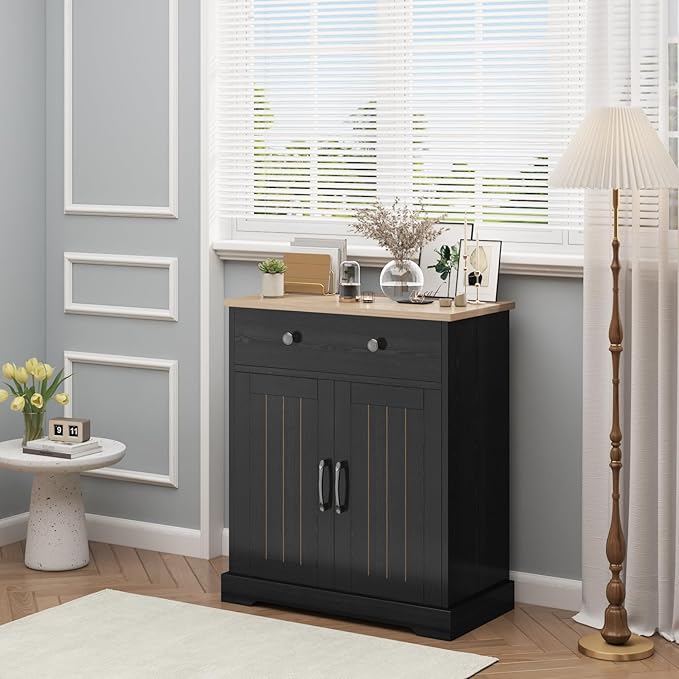 Kitchen Storage Cabinet, Modern Buffet Cabinet with Storage, Coffee Bar with 2 Drawers and 2 Doors, Floor Sideboard Buffet for Living Room, Dining Room, Bathroom