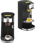 LinTimes Pod Coffee Maker, Single Serve 1300W Machine for Coffee/Hot Cocoa/Tea, Compact Design, Fast 1-Minute Brewing, 6-12 oz Cup Size, Removable Drip Tray, 120V US, Black