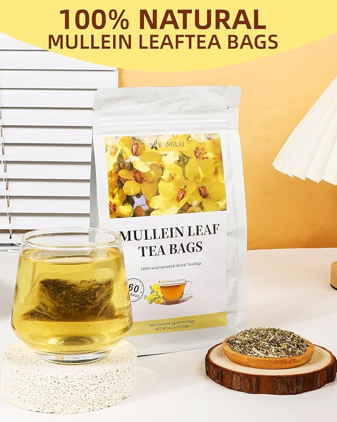 Mullein Leaf Tea Bags, Caffeine-free Natural Healthy Herbal Tea