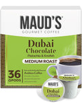 Maud's Dubai Chocolate Flavored Coffee Pods, 36 ct, Medium Roast Flavored Coffee in Recyclable Single Serve Pods – 100% Arabica Beans, Compatible with Keurig K Cups Maker