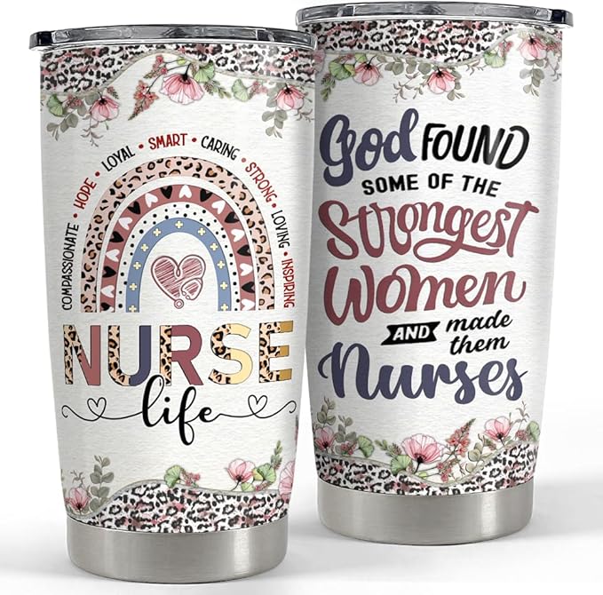 SANDJEST Nurse Tumbler 20oz Stainless Steel Insulated Coffee Travel Mug Cup Gift for Nurses Week, Graduation, Birthday, Christmas