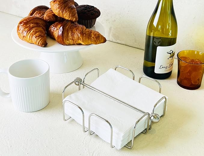 Flat Napkin Holder for Table-Kitchen Napkin Dispenser Serviette Holder Kitchen & Dining Room Décor, Decorative Clear Cocktail Napkin Kitchen Décor Napkin Holder for Dining Table