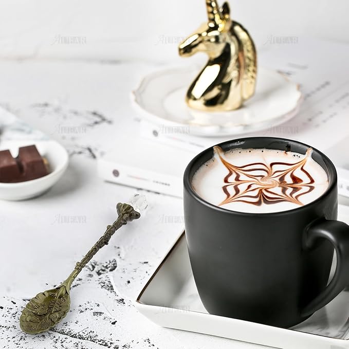 AUEAR, Retro Crystal Antique Alloy Spoon Coffee Tea Dessert Mini Ice Cream Decorative Spoons Set for Home Office (10 Pack)