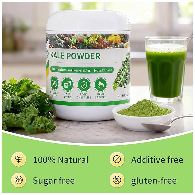 GaoGaoFen Kale Powder,7.05oz/200g, Natural Fresh Vegetable Powder,Green Superfood for Kale Drink,Cooking Salad Seasoning,Tea,Gluten Free