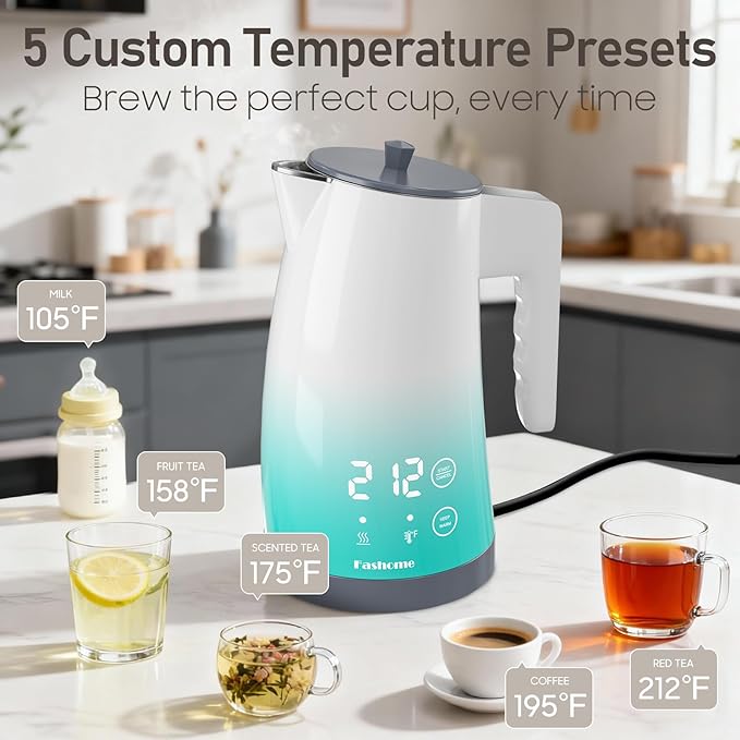 electric kettle with 5 presets temperature control (Blue Gradient)
