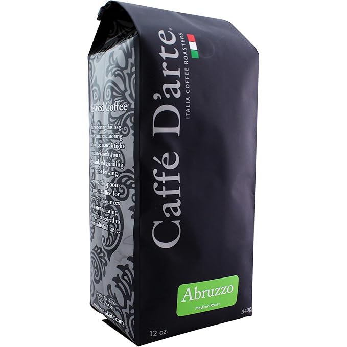 Caffe D'arte Abruzzo Ground Coffee, Medium Roast, Earthy & Winey Notes, Crafted for Drip – Fresh Roasted in Seattle - 12 Ounce (1 Pack)