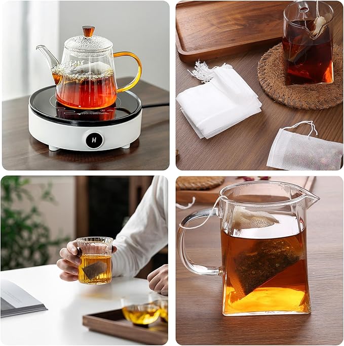 300PCS Tea Filter Bags,Empty Tea Bags for Loose Leaf Tea,Natural food grade non-woven fabric,Disposable Tea Filter Bags,Perfect for Tea, Coffee, Spices, and More (3.54 x 2.75 Inch)