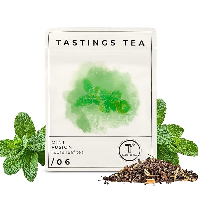 Tastings Tea Mint Fusion - 3.5oz Loose Leaf | Energising Boost | Small-Batch Freshness