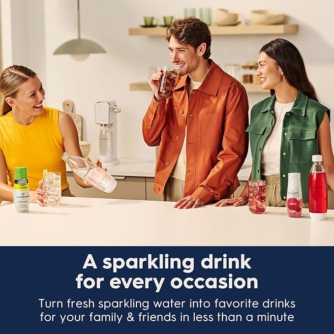 SodaStream - ART Sparkling Water Maker | VALUE BUNDLE | CQC CO2 system | Includes 2x CO2 Cylinders, 2x 32 Fl Oz Dishwasher Safe Bottles, 2x Bubly Flavor Drops | Combine with Pepsi Flavors | Misty Blue