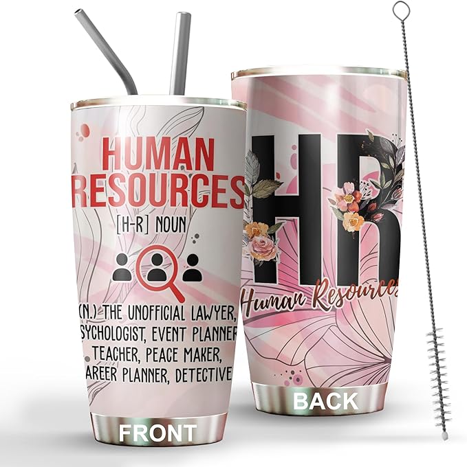 Hurman Resources Tumbler - Stainless Steel 20oz Straw Lid, HR Gifts For Women Men, Human Resources Professional Day Gifts For Coworkers Funny, HR Coffee Cups For Employees Staffs (HR02)