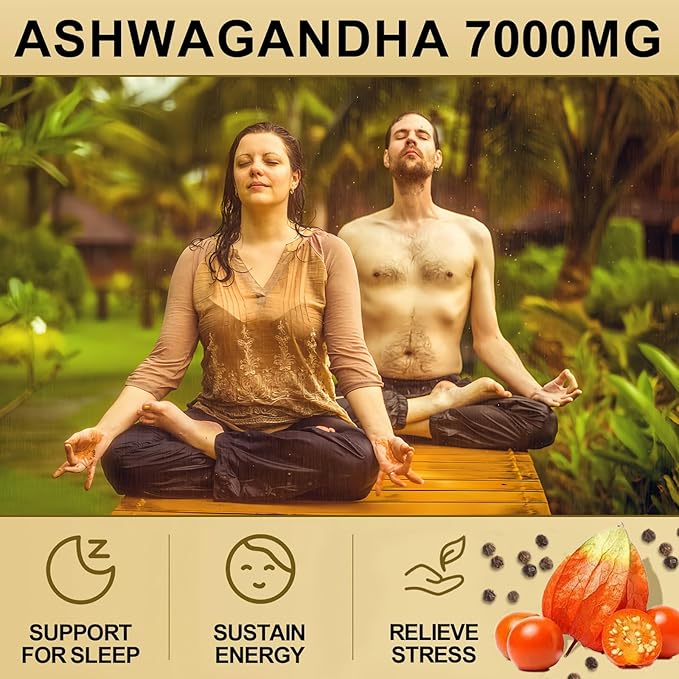 SoundHealth Organic Ashwagandha Capsules Supplements - 7000mg Herb Powder Equivalent Per, Ashwagandha Powder for Women & Man - Vegan, Plant Based, Gluten-Free, Non-GMO - 240 Capsules (120 Servings)