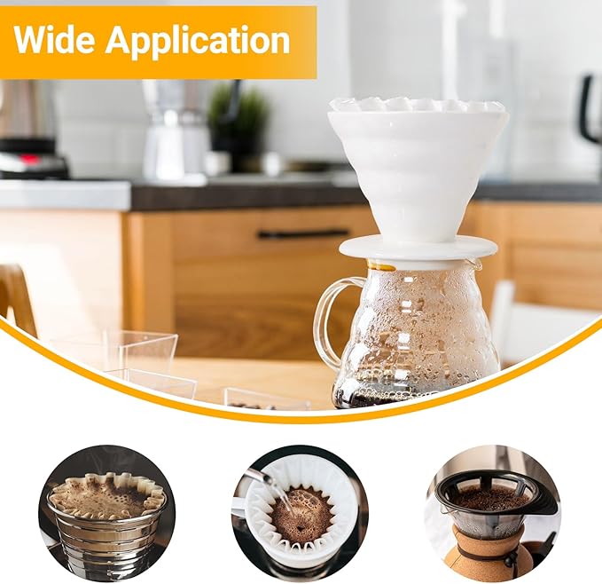 Segarty 150 Count Paper Basket Coffee Filters Disposable, 6.1in 1-2 Cup White Paper Filter, Ideal Pour Over Maker Basket Dripper Liners for Home, Office, Cafeteria Use, Suitable for Most Coffee Maker