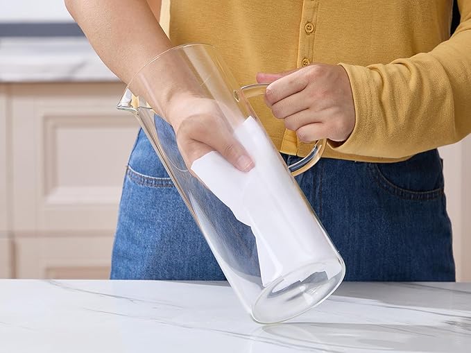 Karafu Pitcher, Glass Pitcher with Handle and Lid, 50 Oz Handmade Water Jug for Hot/Cold Water, Ice Lemon Tea and Juice Beverage