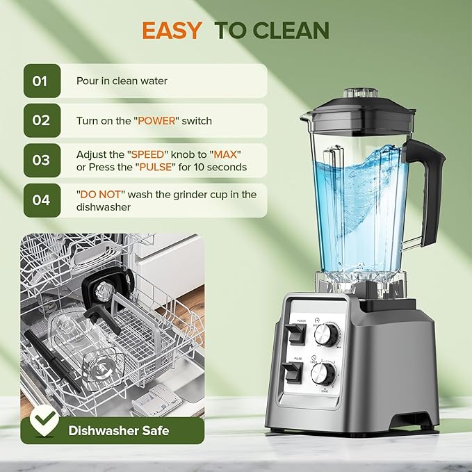 Blender, Blender for Smoothies with 68Oz. Pitcher and 20Oz. Grinder, 28000 RPM Countertop Blenders for Kitchen, Ice Crushing, Frozen Fruits, Timing Setting, Speed Adjustable