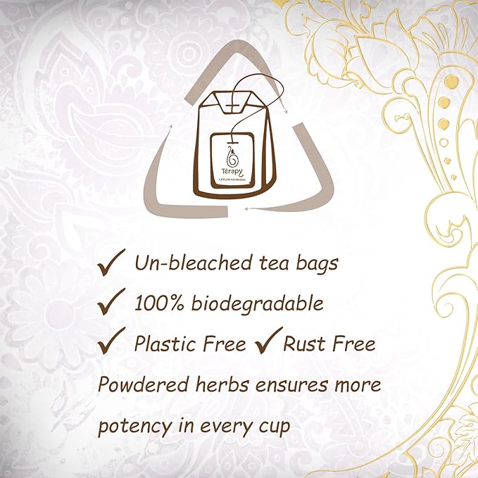 Térapy Ceylon Stomach Ease Herbal Tea Bags | Soothes Stomach & Supports Healthy Digestion | All Natural Ayurvedic Ingredients Including Peppermint, Ginger, Licorice | 18 Individually Wrapped Tea Bags