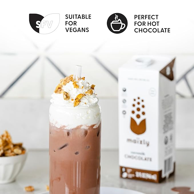 Maizly Chocolate Corn Milk, Non-GMO, Plant-Based & Non-Dairy Chocolate Flavored Drink, Gluten & Dairy-Free Alternative to Whole Milk, Kosher Drink for Kids & Adults, 946 ml