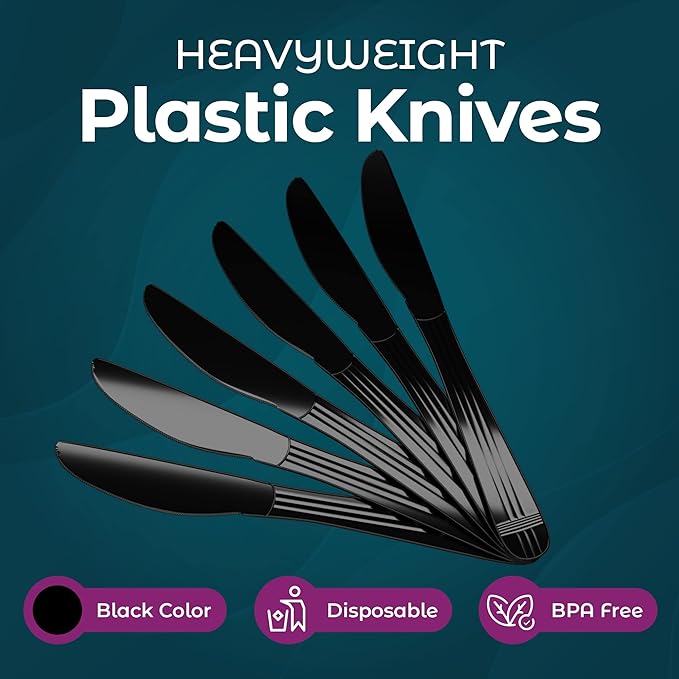 Plastic Knives Heavy Duty - Disposable Knives Plastic Utensils - Plastic Cutlery For Parties, Celebrations And Events Pack Of 500