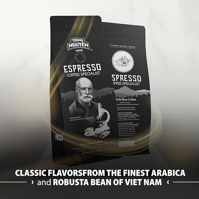 TRUNG NGUYEN LEGEND Espresso Specialist Arabica Coffee Bean - Bag 17.6 Oz/500gr, Light Roast, Whole Beans, Full Coffee Beans, Smooth and Balanced Taste