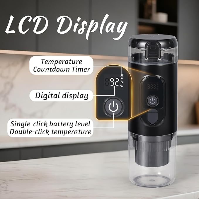 Portable Coffee maker, Electric Travel Espresso Machine with Self-Heating & USB-C, 20Bar High Pressure, Compatible with Coffee Capsules & Grounds（NS&DG） for Camping, RV, Office, Car