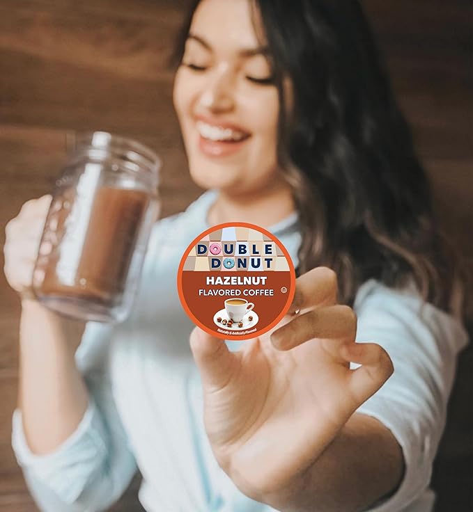Double Donut Coffee Hazelnut Coffee in Single Serve Coffee Pods for all Hazelnut Coffee K Cups Brewers, 24 Count