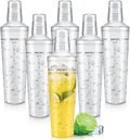 Plastic Boston Cocktail Shaker Set, 6 Pack 24oz Shatterproof Bartender Kit with Built-in Strainer Lids, Travel Bar Tools for Beginners, Mixing Martinis, Margaritas (700ML-B, 6 pack)