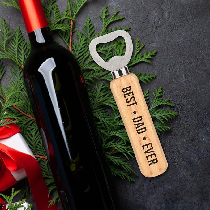 Father's Day Gifts For Dad: Funny Father's Day Beer Glass Gift Set With Wooden Bottle Opener & Greeting Card - Cool Unique Birthday Gift Idea Gifts For Dad