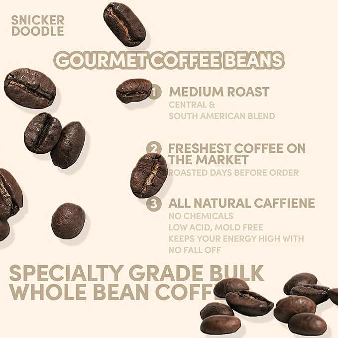 Sarasota Coffee Whole Bean Snickerdoodle Sugar Cookie | Medium Roast Gourmet Flavored Coffee Beans | Low Acid, Mold Free, Specialty Grade Bulk Coffee Beans | 5lb (80 oz)