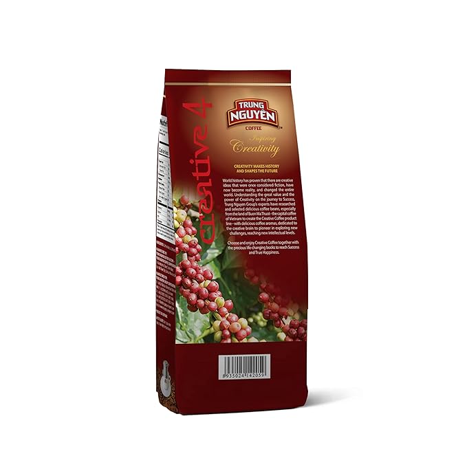 TRUNG NGUYEN COFFEE Creative 4, Ground Coffee, Arabica Blend Robusta, 8.8 Ounce, Medium Roast, Rich Flavor, Lasting Aroma