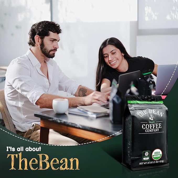 The Bean Organic Coffee Company Water Processed DECAF IL Chicco (Traditional Italian Roast), Dark Roast, Whole Bean Coffee, 16-Ounce Bags (Pack of 2)