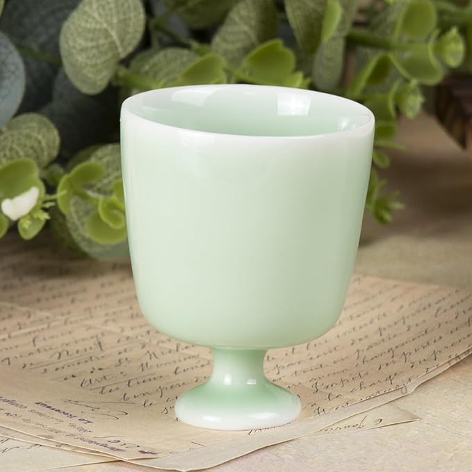KAMMAK Ceramic Tea Cups Small, Cute Vintage Coffee Cup Set of 2, Porcelain Teacups Espresso Mug, 2.2oz Hand Painted Chinese Afternoon Tea Party Mugs, Birthday Gift for Women Men, Candy Plum