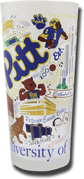 Catstudio Drinking Glass, University of Pittsburgh Glass Cup for Kitchen, 15oz Dishwasher Safe Tumbler for Pitt Alumni