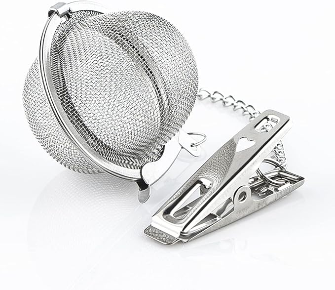 Tea Infuser Tea Ball Tea Filter with Clip for Brew Loose Tea Perfect Pincer Tea Infuser Busket Colador Infusor té Metal Mesh Tea Filter Sifter Fine Mesh Ball Tea Filter (Ball Tea Filters)