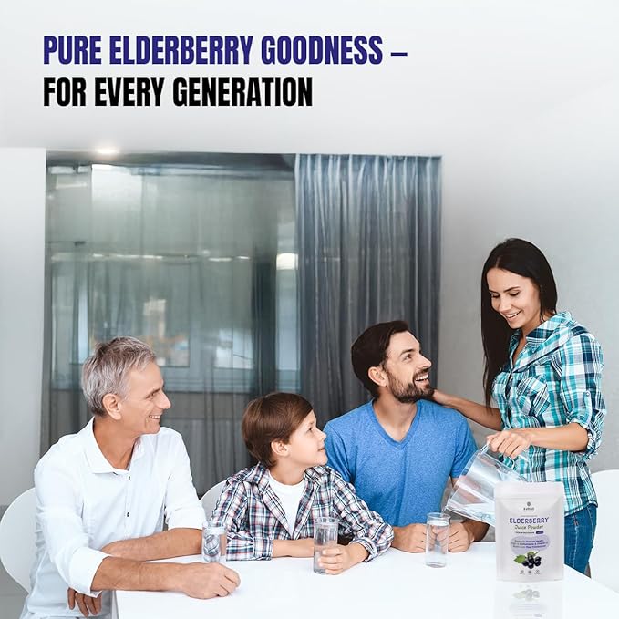 Elderberry Juice Powder| Supports Healthy Immune System, 100% Natural & Vegan | Pure Sambucus Nigra Extract | Non-GMO, Gluten-Free | No Sugar Added | Convenient Travel 30 sachets