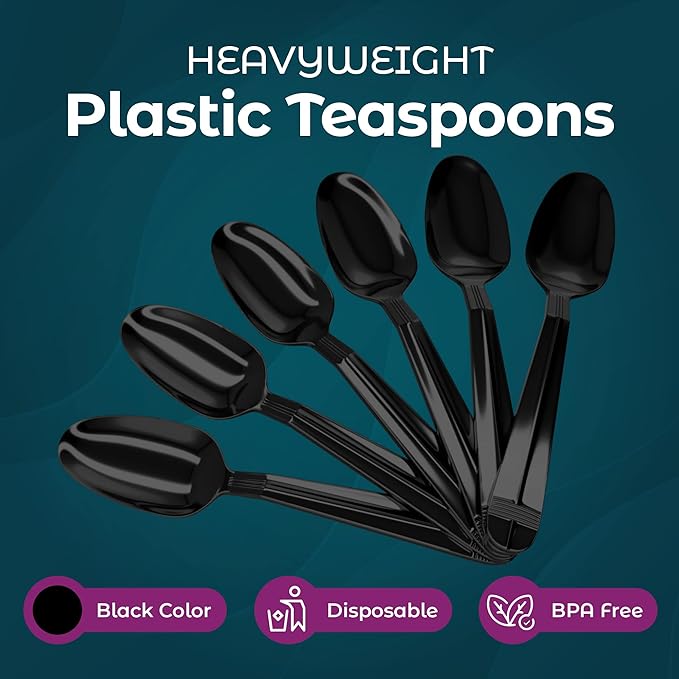 Plastic Spoons Heavy Duty - Disposable Spoons Plastic Utensils - Cutlery For Parties And Events Pack Of 500 (Tea Spoons)
