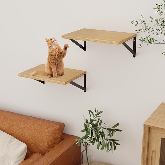 Axeman Deep Floating Shelves, 12 Inch Deep Rustic Oak Floating Wall Shelves Set of 2, 16W x 12D Large Floating Shelves Living Room Cleanning Room Laundry Room Garage - Oak with Black Brackets