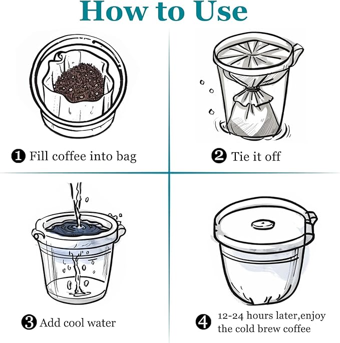 Yzurbu 100pcs 16''x20'' Cold Brew Coffee Filter Bags, No Mess Disposable Filter Bag with Straps for Coffee Shop 5-Gallon Systems