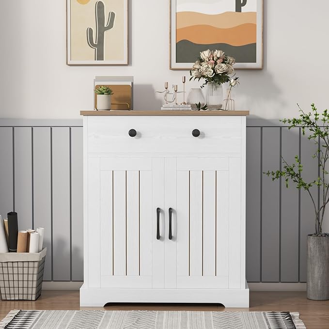 Kitchen Storage Cabinet, Modern Buffet Cabinet with Storage, Coffee Bar with 2 Drawers and 2 Doors, Floor Sideboard Buffet for Living Room, Dining Room, Bathroom