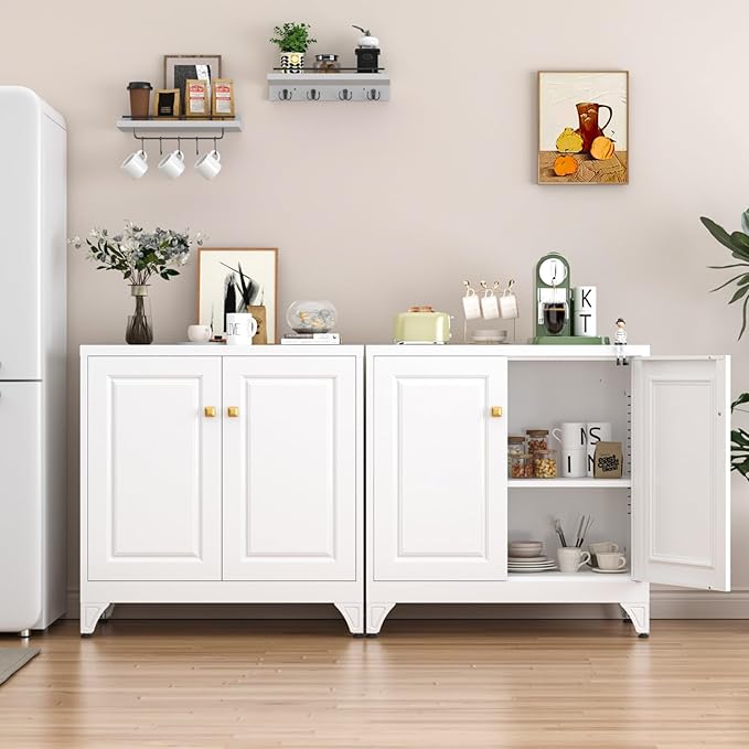 33" Metal Kitchen Pantry Storage Cabinets with Door and Adjustable Shelves,Black Sideboard Buffet Cabinet with Storage,Sideboard Buffet Cabinet for Dining Roonm,Living Room