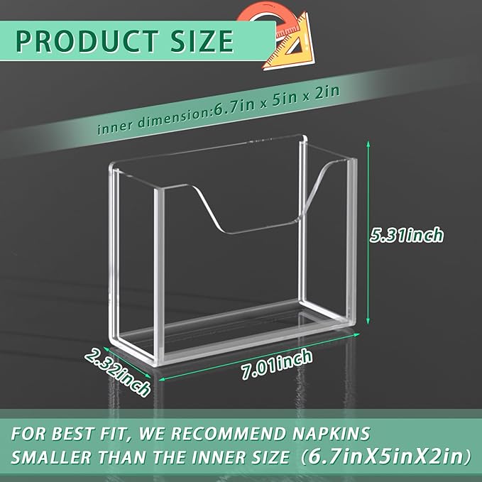 Napkin Holder, Clear Acrylic Guest Paper Towel Holder for Bathroom Washbasin Side, Vertical Rectangular Disposable Hand Towel Paper Waterproof Lucite Holder Organizer for Kitchen Hotel Restaurant Use