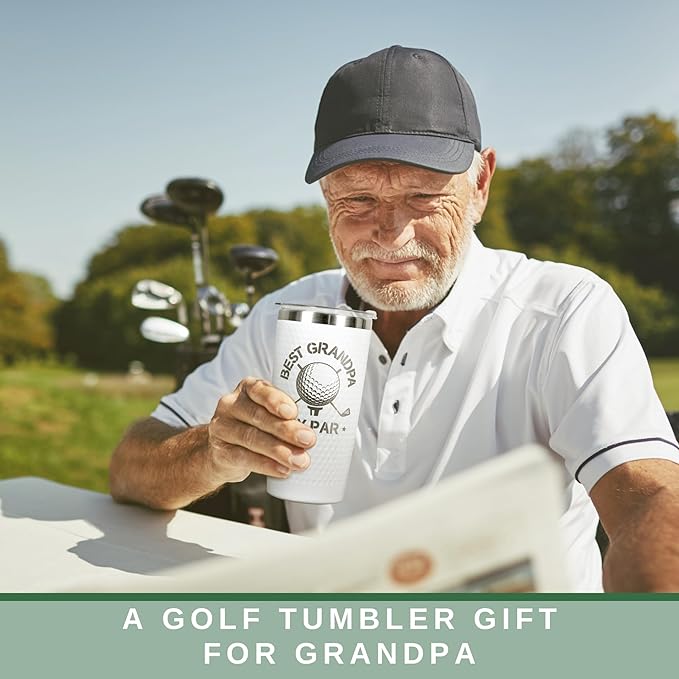 Grandpa Gifts - Christmas Gifts for Grandpa from Grandson, Granddaughter, Grandchildren, Grandkids - Grandfather Gift for Grandpas, Golf Ideas for Grandfather - Funny 20 Oz Golf Tumbler