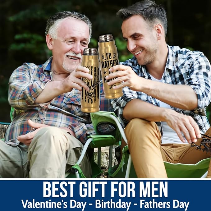Hunting Gifts for Men – Funny 17oz Tumbler with Lid, I'd Rather Be Hunting Design, Unique Christmas, Xmas and Birthday Gift for Hunters, Perfect for Dad, Son, Husband, or Friends